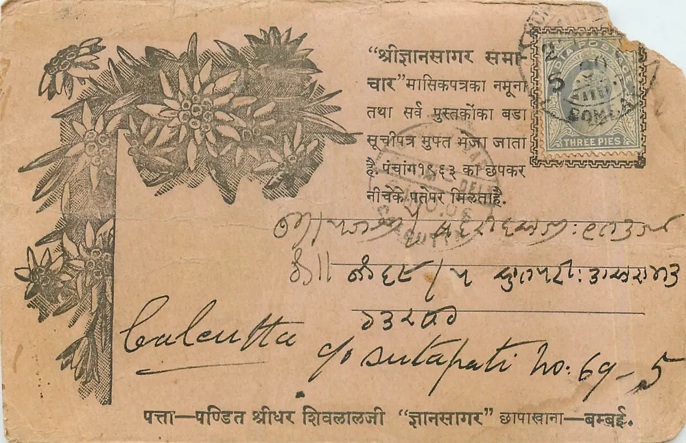 Fleurs d'Edelweiss — carte postale illustrée — éditeur 'Shrijan Sagar Samaj' (imprimé sur la carte) — n° de série 69-5 visible - Awers