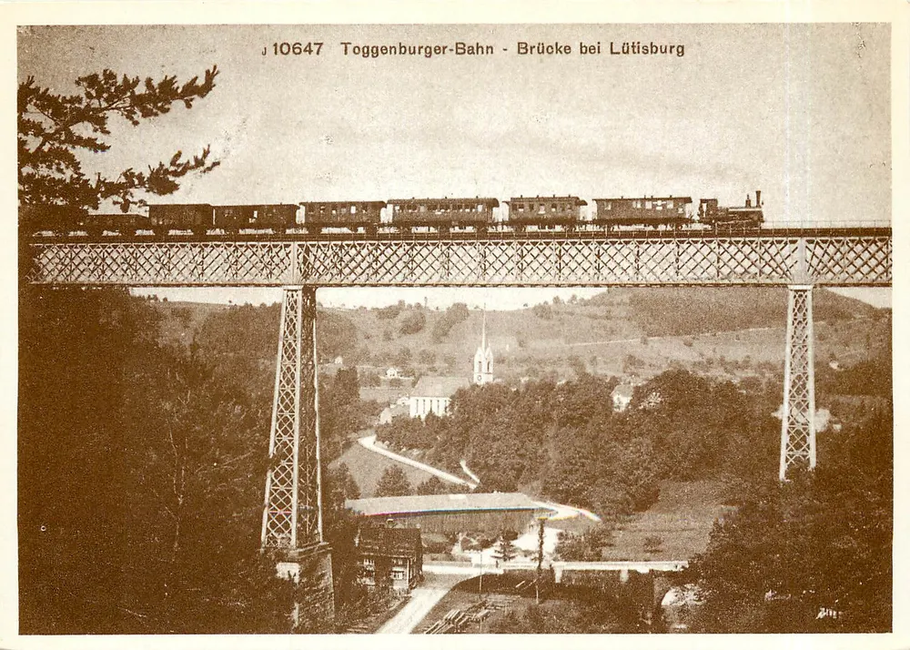 Ponte presso Lütisburg — Toggenburger-Bahn — editore Ernst B. Lautwiler, n° 10647 - Recto