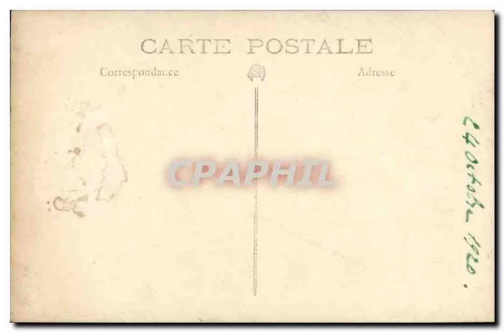 Criança com casaco e chapéu — diante de grade — carta postal datada de 1920 - Verso