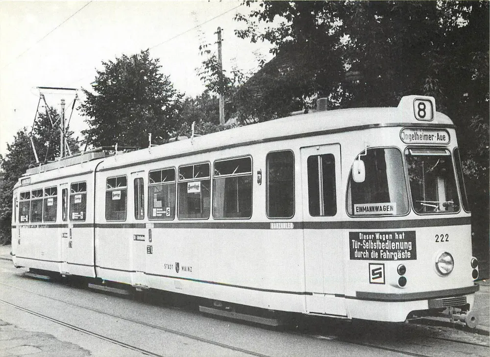 메인츠 트램 — Wagen 222, 시리즈 221-227 — 발행사 Stadtwerke Mainz AG - 앞면