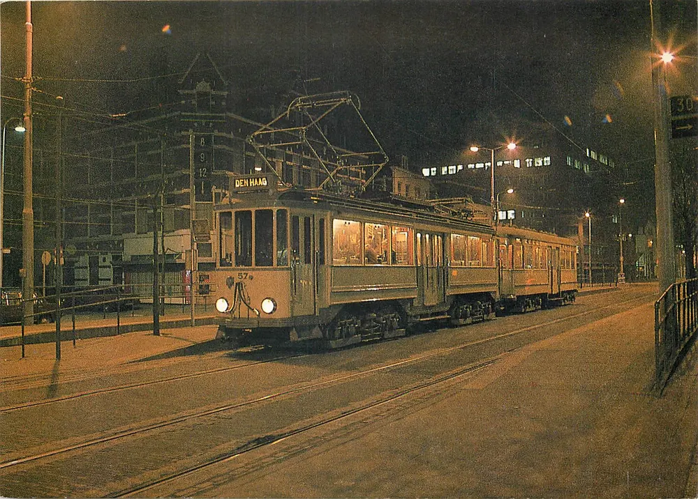 Tramway de La Haye — noche — Material histórico HTM - Anverso