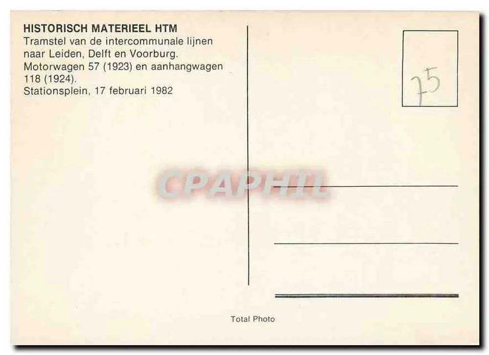 Tramway de La Haye — noche — Material histórico HTM - Reverso