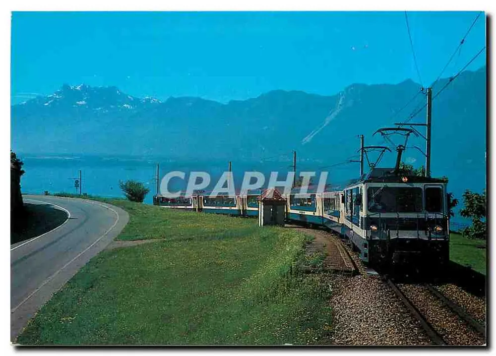 Stoomtrein in de buurt van het meer Léman — Montreux-Oberland Bernois — Uitgave PERROCHET - Voorkant