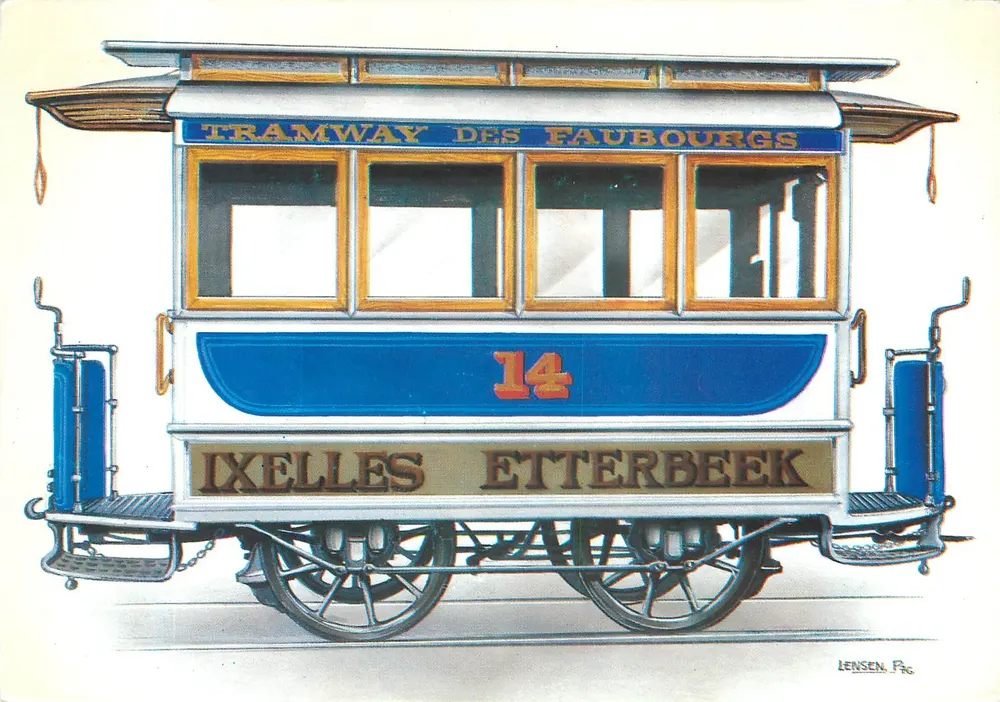 Tramway des Faubourgs — Ligne 14 — Ixelles / Etterbeek — Lensen Fig. - Recto