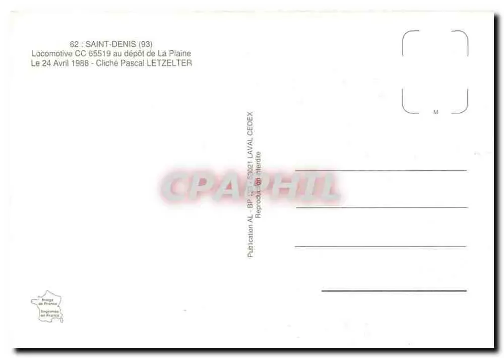 Zug CC-65519 — Lager La Plaine — Saint-Denis (93) — Publication AL - BP 3021 LAVAL CEDEX - Rückseite