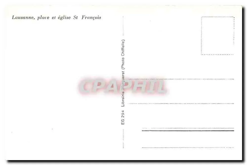 Lausanne, place et église Saint-François — Librairie Manjuerat (Photo Chiffelle) — EG 294 - Verso