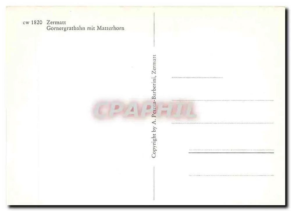 Zermatt — Gornergratbahn com o Matterhorn — A. Pertin-Barberini - Verso