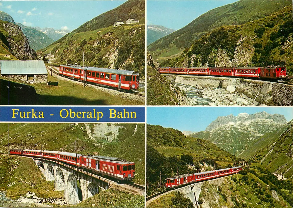Furka - Oberalp Bahn — red trains in the Swiss mountains — Rud. Suter AG, Oberrieden-Zürich, n° 211 - Front