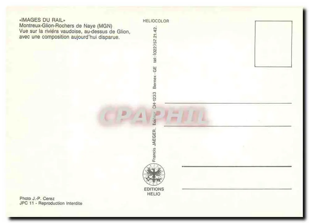 Montreux-Glion-Rochers de Naye — Vista sobre a Riviera Valdense, com uma composição hoje desaparecida — Edições Helio, JPC 11 - Verso