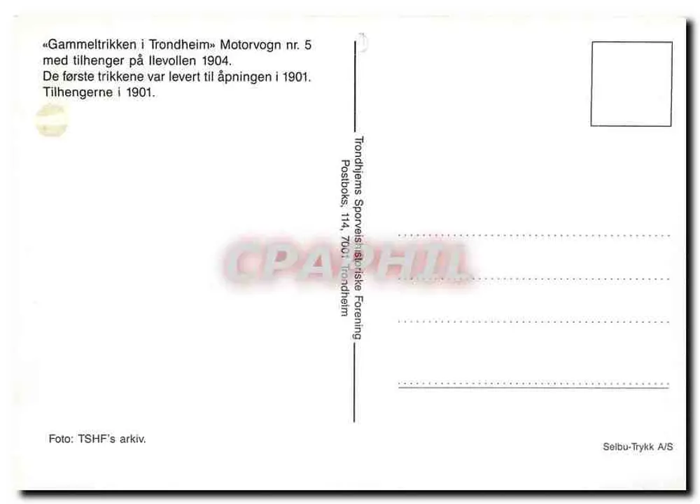 Tramway à Trondheim — Tramway n°5 à Ilevollen — TSHF's Arkiv - Verso