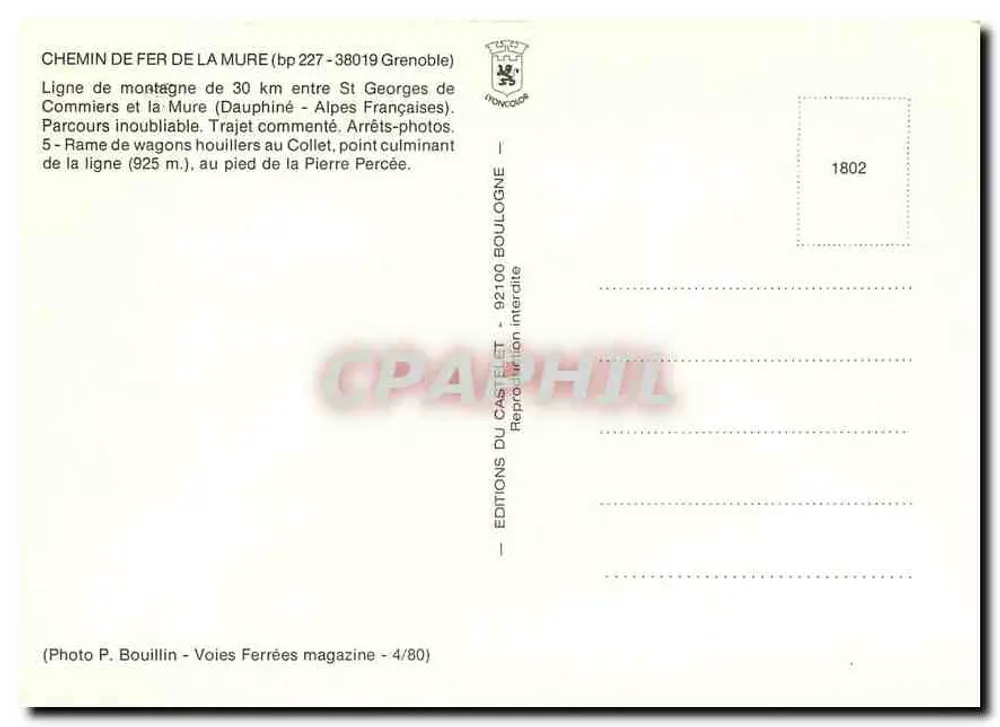 Ligne de la Mure — Rame de wagons houillers au Collet — Éditions du Castellet - Verso