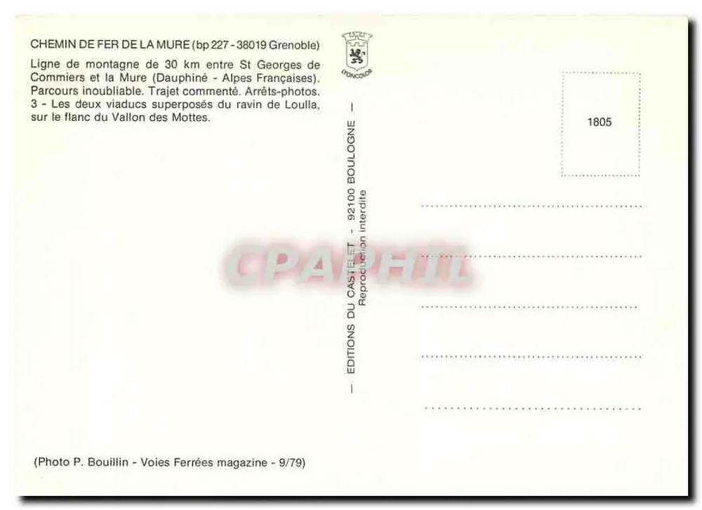 Deux viaducs superposés du ravin de Loulla — Chemin de fer de la Mure — Éditions P. Castellet - Verso