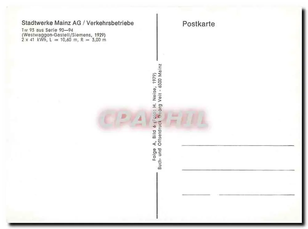 Tramway Tw 93 — Série 90-94 — Stadtwerke Mainz AG - Verso