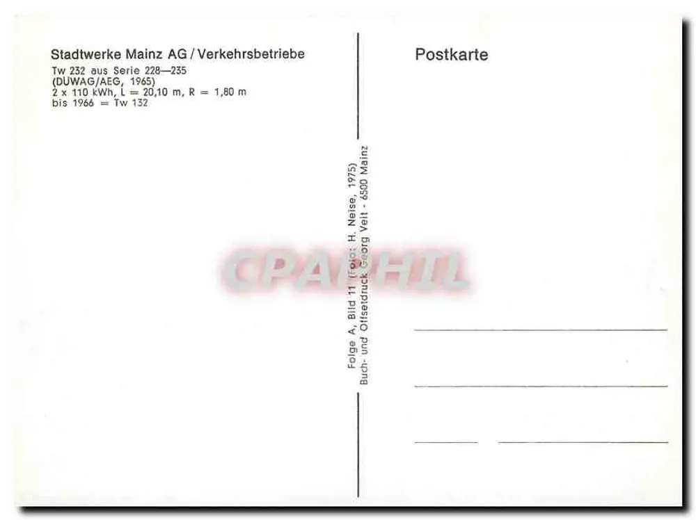 Tramway Tw 232 — Stadwerke Mainz AG — publicité Möbel Franz - Verso