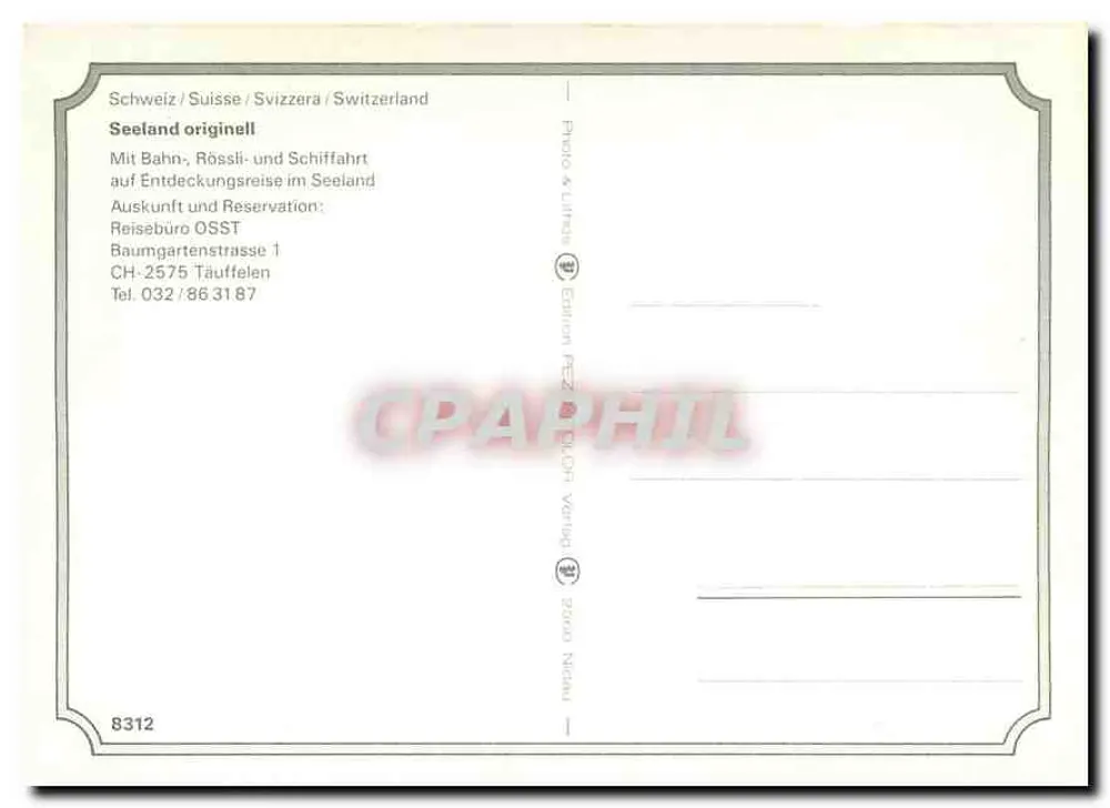 Seeland originell — Landschaft und Verkehr — Edition PEZ & BLOR Verlag, Nr. 8312 - Rückseite