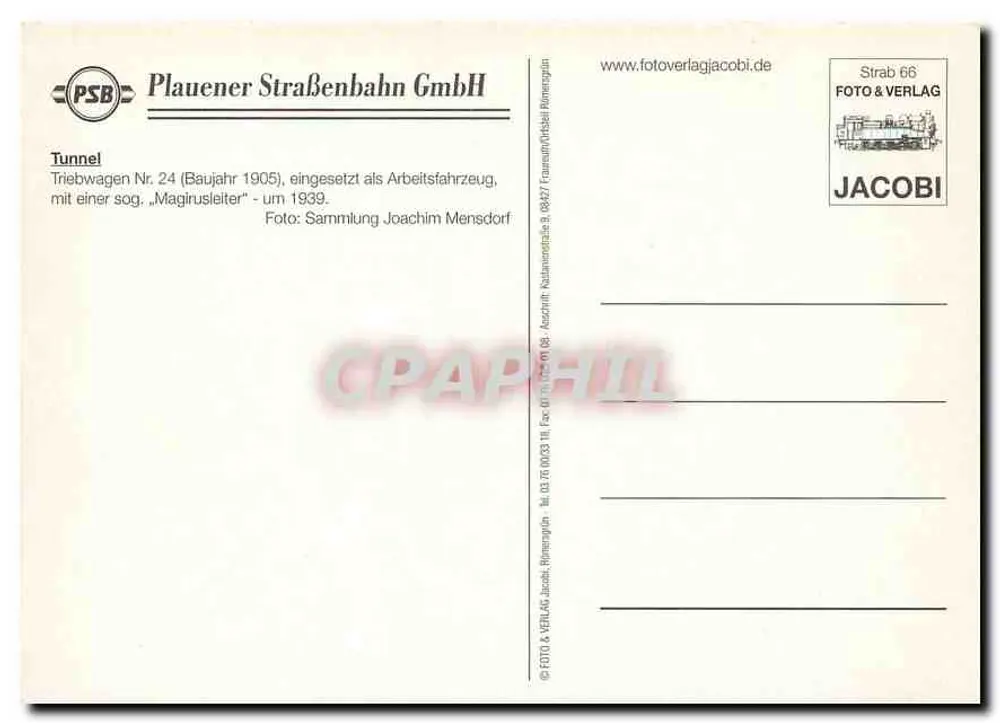Tunel — tramwaj nr 24 — Plauener Straßenbahn GmbH - Rewers