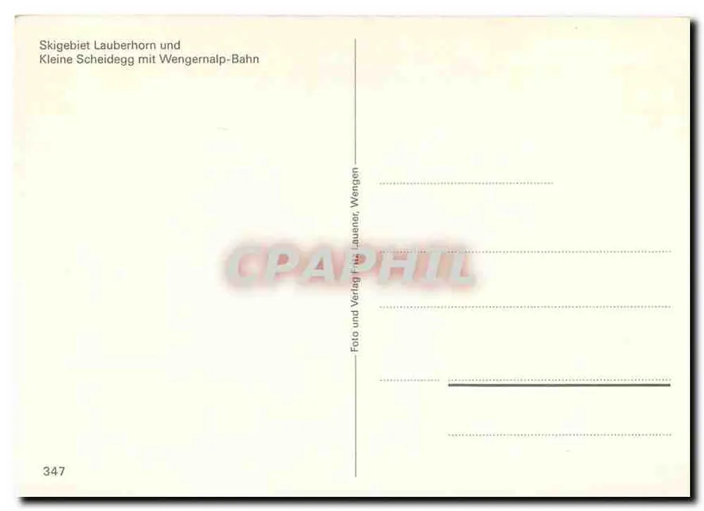 Skigebiet Lauberhorn und Kleine Scheidegg mit Wengernalp-Bahn — n° 347 - Verso