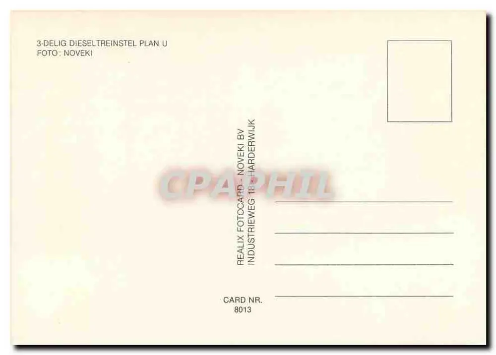 Trem diesel com três vagões — plano U — editor Realix Fotocard, Noveki - Verso