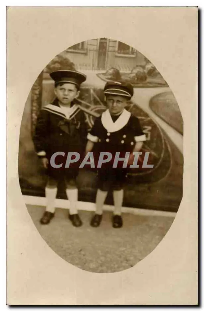 Deux garçons en uniforme marin — photo d'atelier — sans éditeur ni numéro visible - Recto