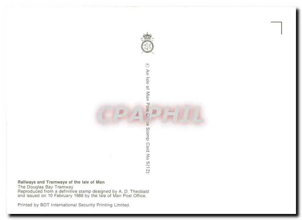 Trams à Douglas — Isle of Man — éditeur BDT, n° de série 5(12) - Verso