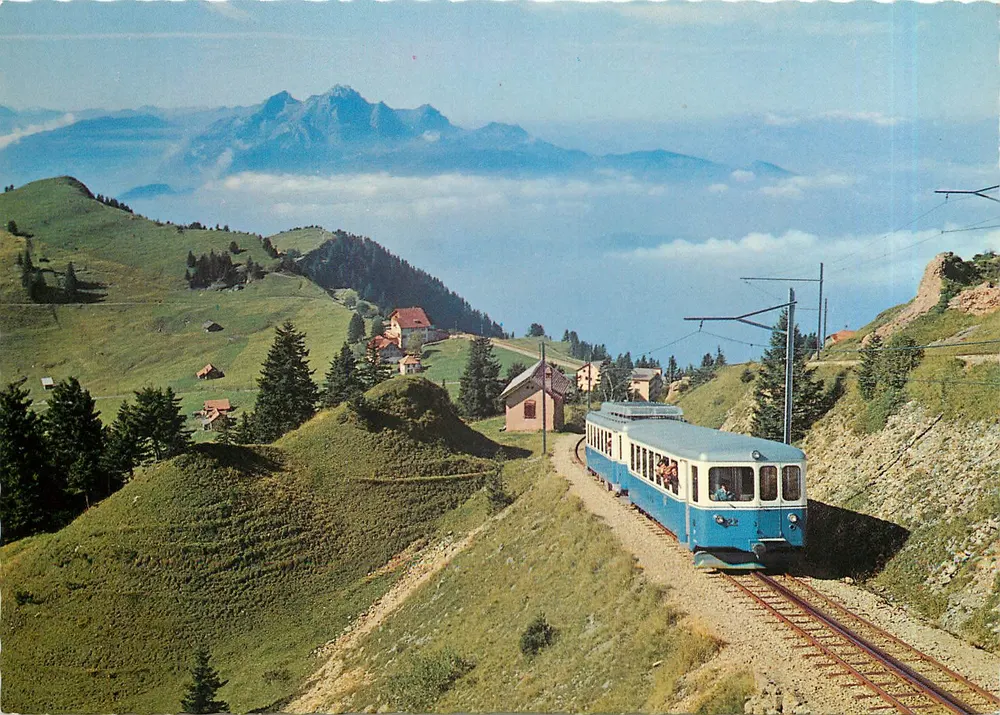 रिगी-स्टैफेल पिलेटस के खिलाफ — पैनोरमिक दृश्य — प्रकाशक A. Kiener, 9722 Schwanden GL - आगे