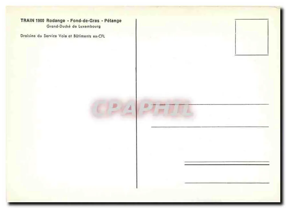 Treno 1900 — Rodange - Fond-de-Gras - Pétange — Draisine del Service Voie et Bâtiments ex-CFL - Verso