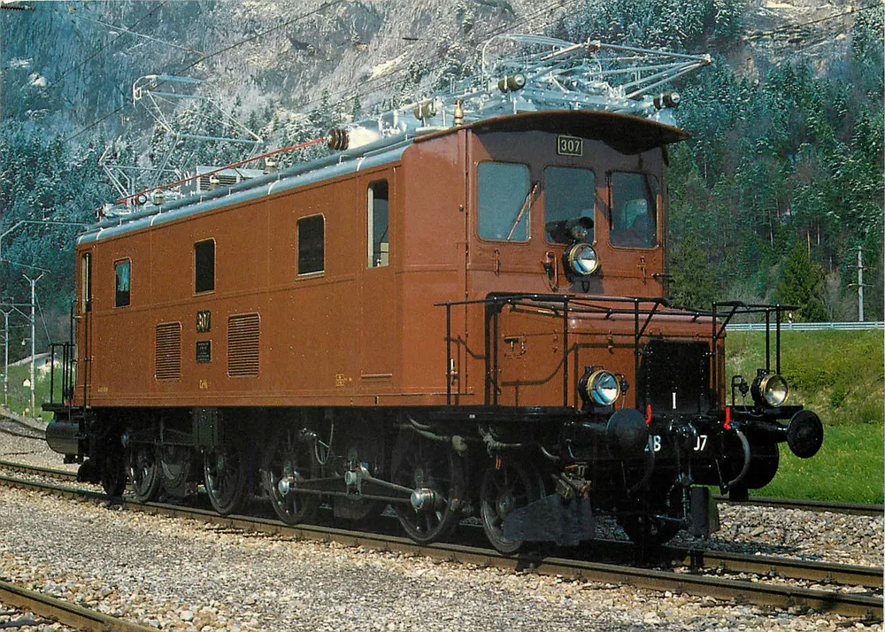 Locomotiva elétrica Ce 4/6 307 — exposta no Museu Suíço dos Transportes, Lucerna — MINIREX AG, n° 1480 - Frente