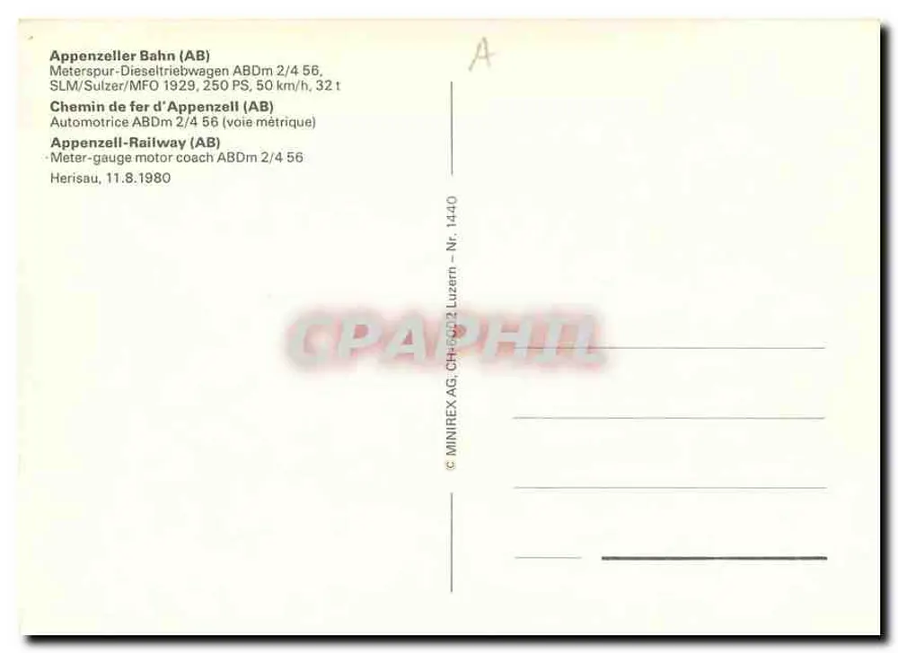 Appenzeller Bahn — Motorwagen ABDm 2/4 56 - Achterkant