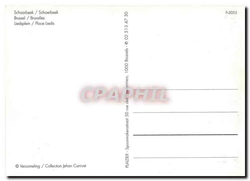 Place Liedts — Schaerbeek — n° P-3053 - Verso