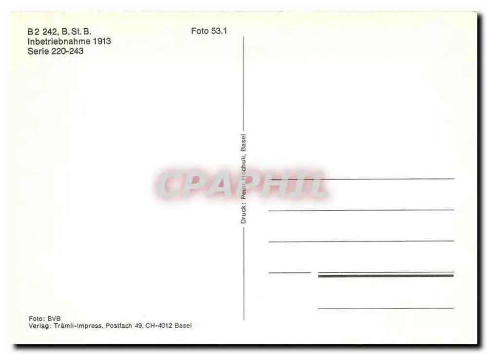 Tram n°242 — Dasler Strassen - Dahnken — Tramli-Press, Basilea - Verso