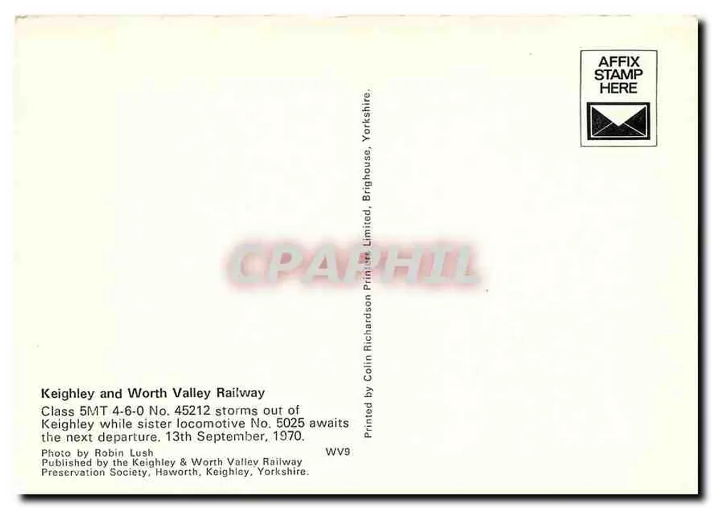 Keighley and Worth Valley Railway — locomotieven 45212 en 5025 — Uitgegeven door de Keighley & Worth Valley Railway Preservation Society - Achterkant