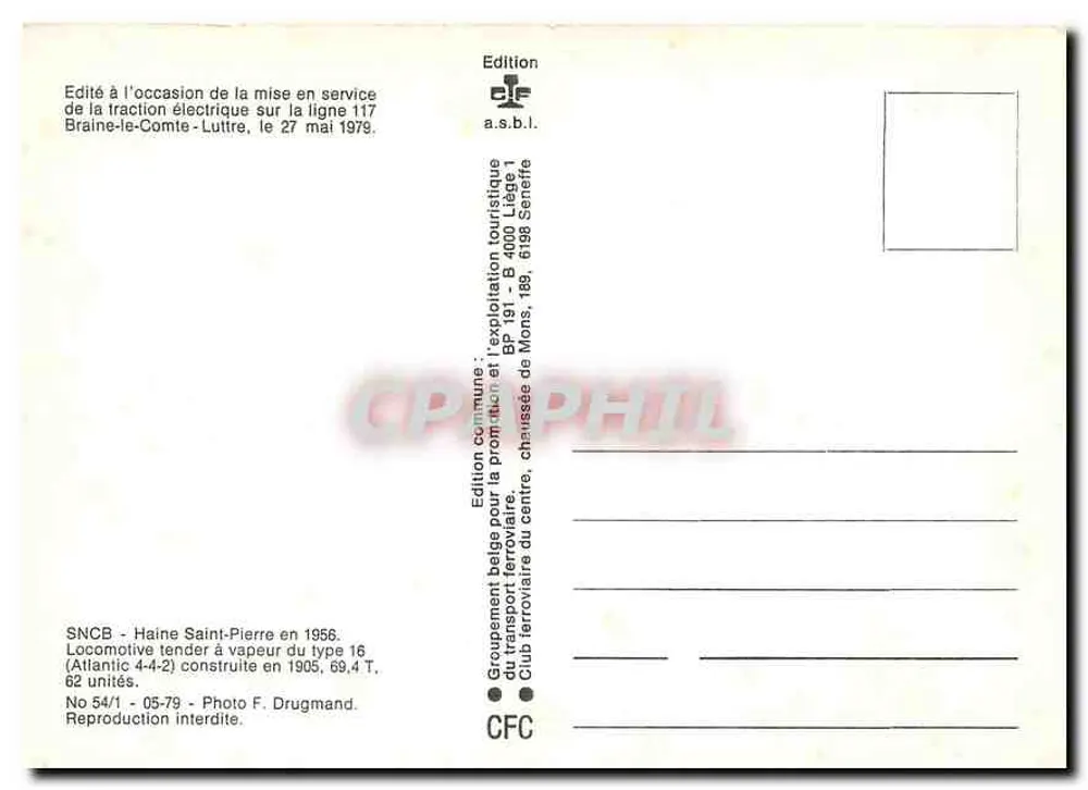 वाष्प लोकोमोटिव प्रकार 16 - SNCB हेन-सेंट-पियर - संस्करण CFC - पीछे