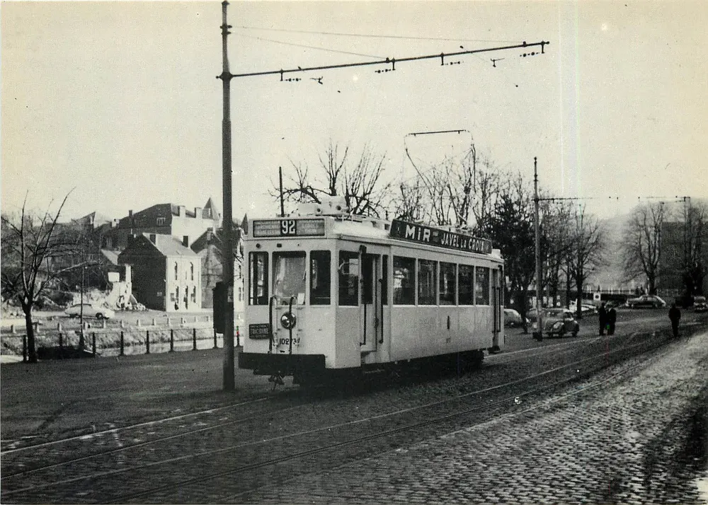Tramway n°92 in Thulin - Lower Town - SNCV - GTF a.s.b.l. - Front