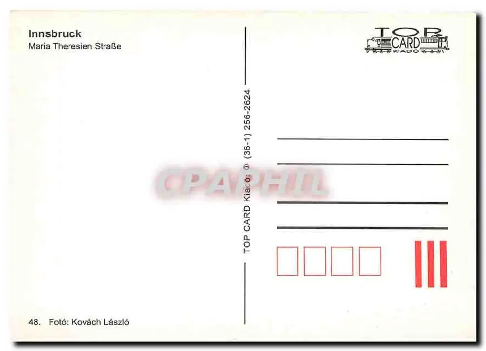 Tramway n°72 en Innsbruck — Maria Theresien Straße — TOP CARD Kiadó - Reverso