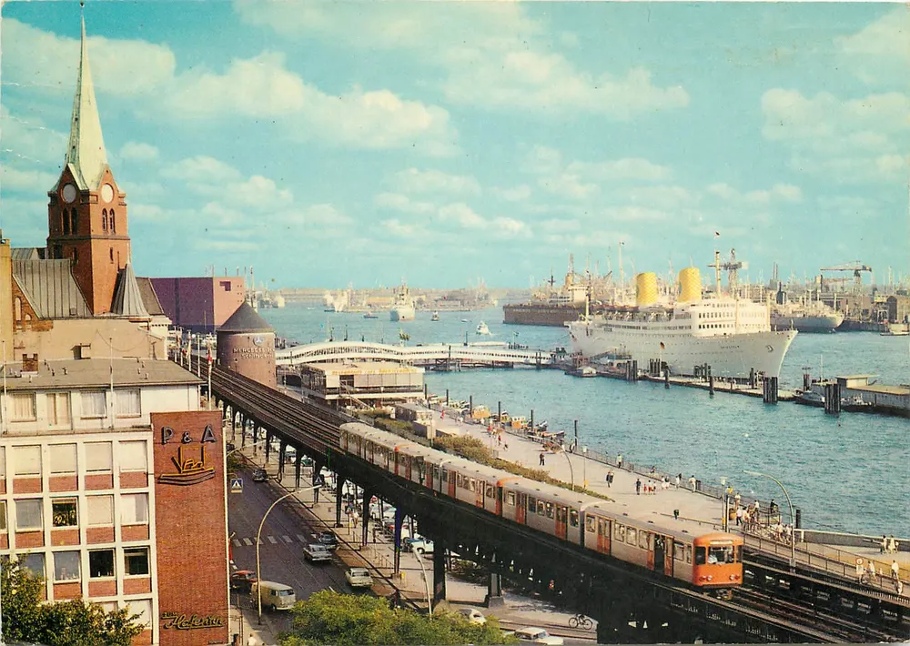 Hambourg — vue de la Überseebrücke — Andres + Co. Hambourg, n°8725 - Recto