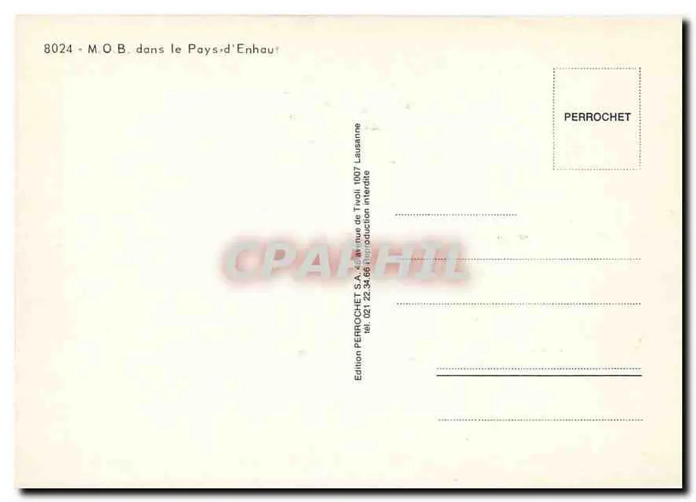 M.O.B. इलेक्ट्रिक ट्रेन Pays-d'Enhaut में — Perrochet एडिशन, संख्या 8024 - पीछे