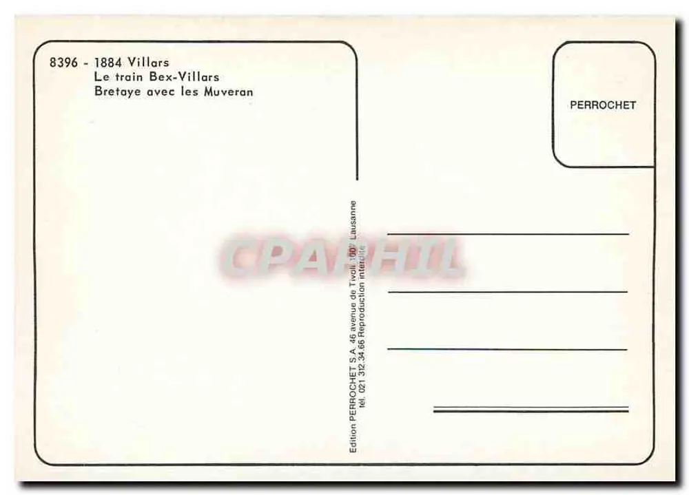 Le train Bex-Villars — Bretaye avec les Muveran — Édition Perrochet - Verso
