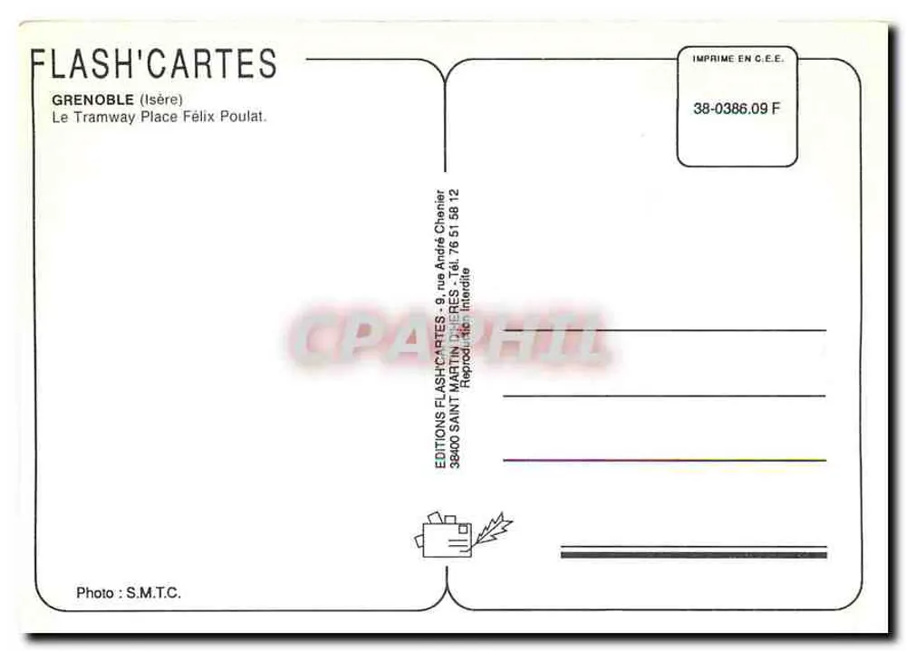 Grenoble — Tramway Place Félix Poulat — Éditions Flash'Cartes - Verso