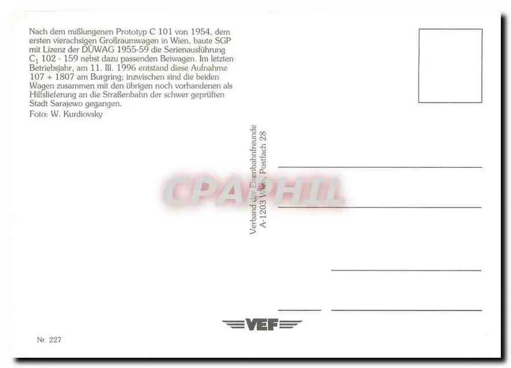 Tramway de Sarajevo — tramway C107 nevado — VEF - Verso