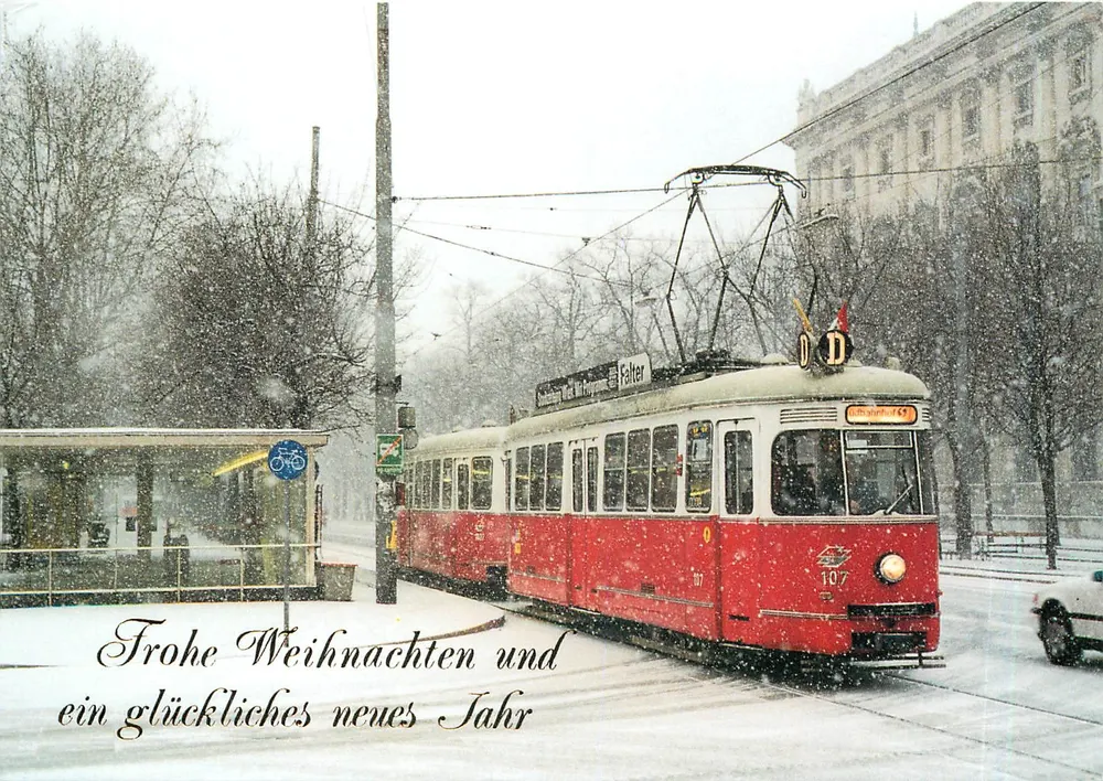 Tramway nevado em Viena — SGP C1 107 — VEF - Frente