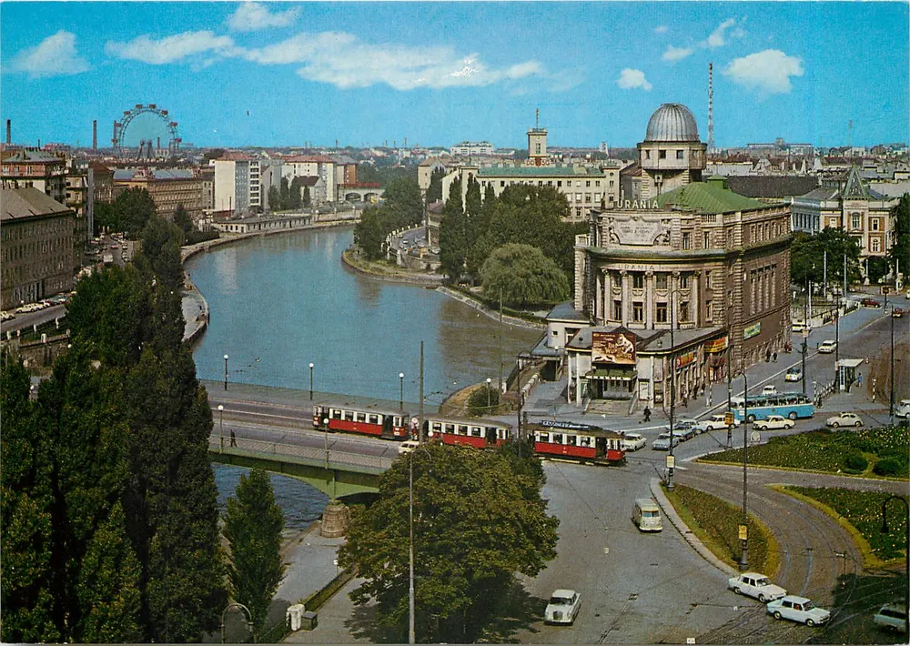 Vienne - Donaukanal, Aspernbrücke, Urania, Riesenrad — Verlag Richard Pielens & Co. KG, n° 51434 - Recto
