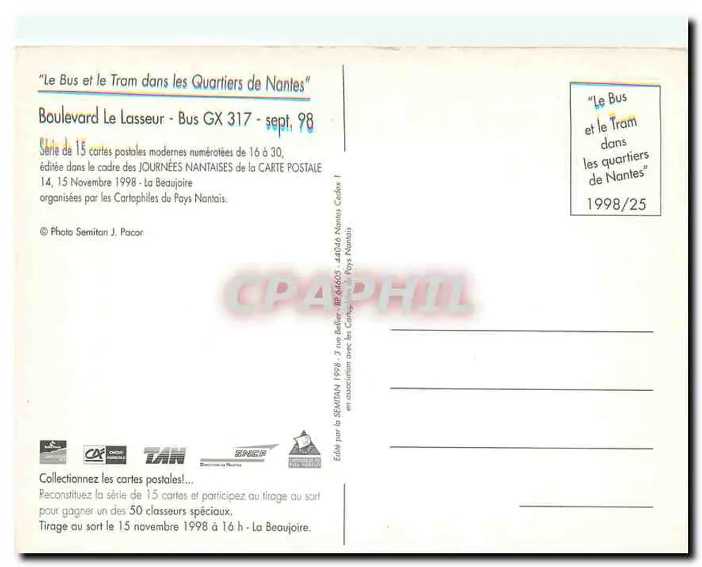 डूलॉन बुलेवार्ड — बस GX 17 — संस्करण कार्टोफिल्स डू पे नांतेस 1998 - पीछे