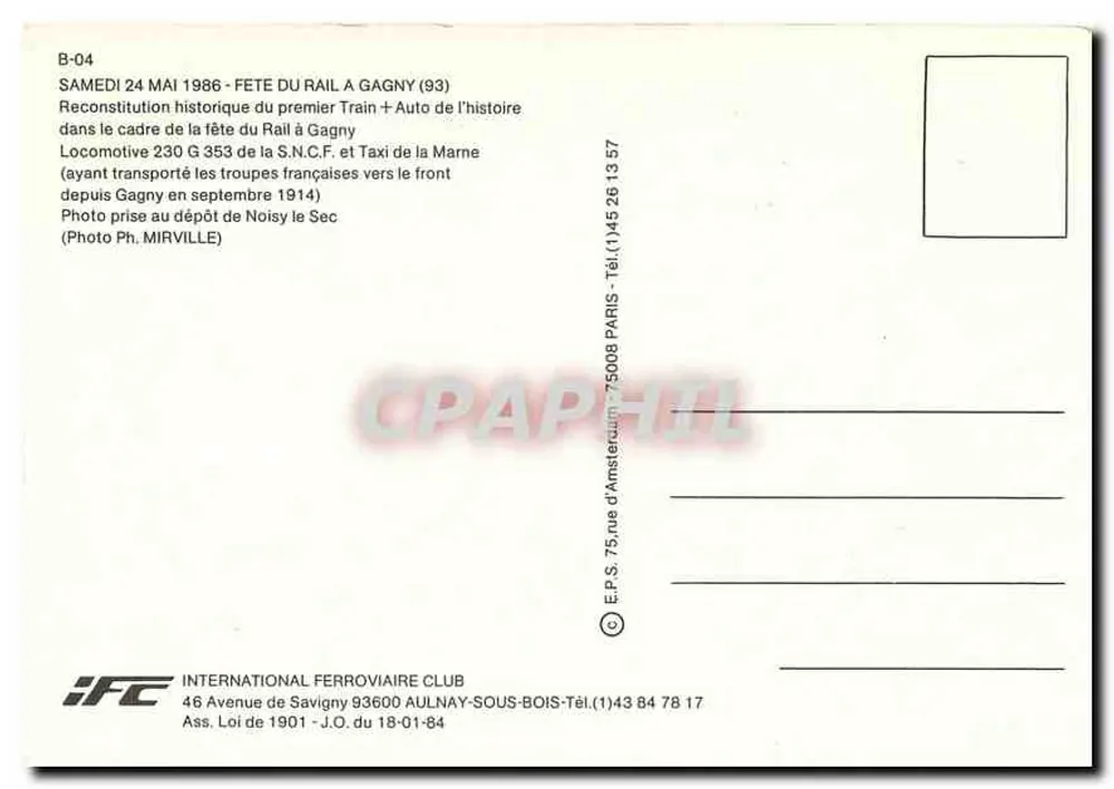 Locomotief 230.G.353 — historische reconstructie — International Ferroviaire Club - Achterkant