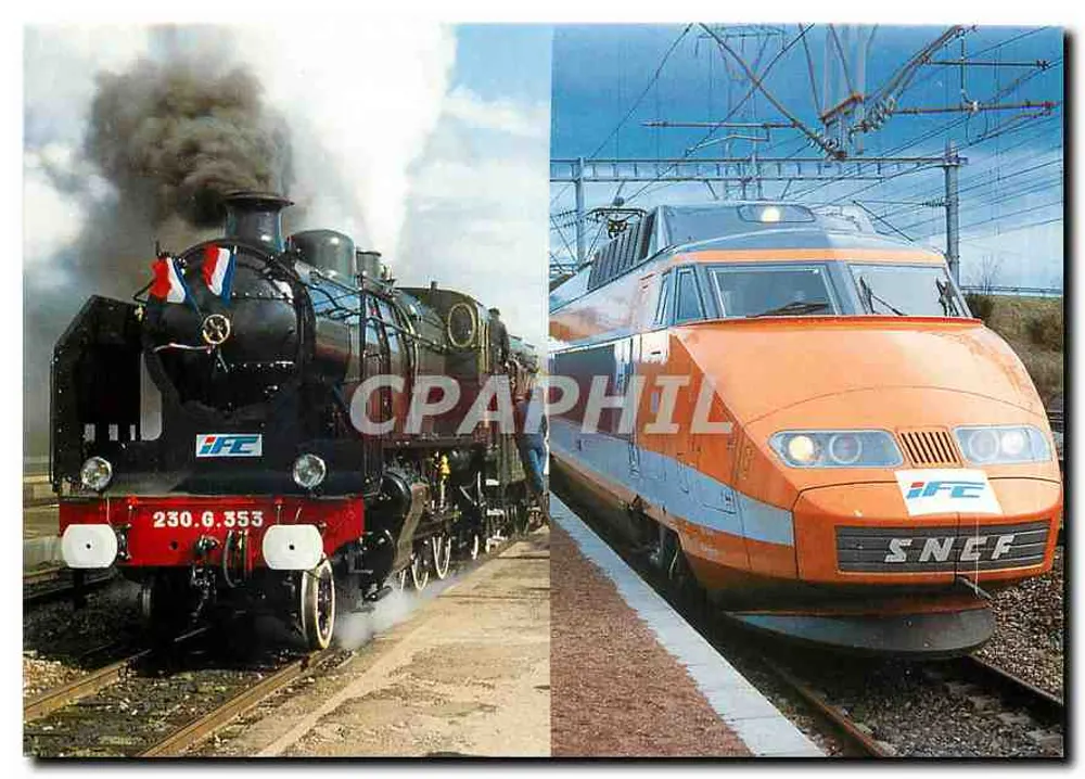 Treno a vapore 230.G.553 — incontro con il TGV Atlantique — International Ferroviaire Club - Recto