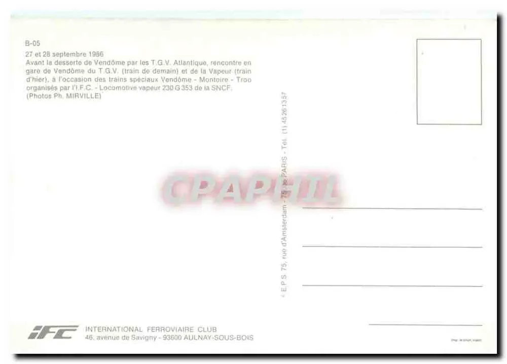 Treno a vapore 230.G.553 — incontro con il TGV Atlantique — International Ferroviaire Club - Verso