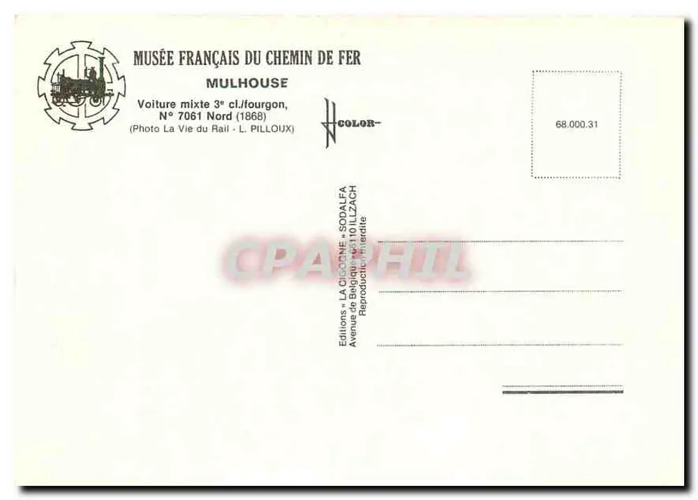 Gemischter Wagen 3. Klasse Nord — Nr. 7061 — Éditions La Cigogne - Rückseite