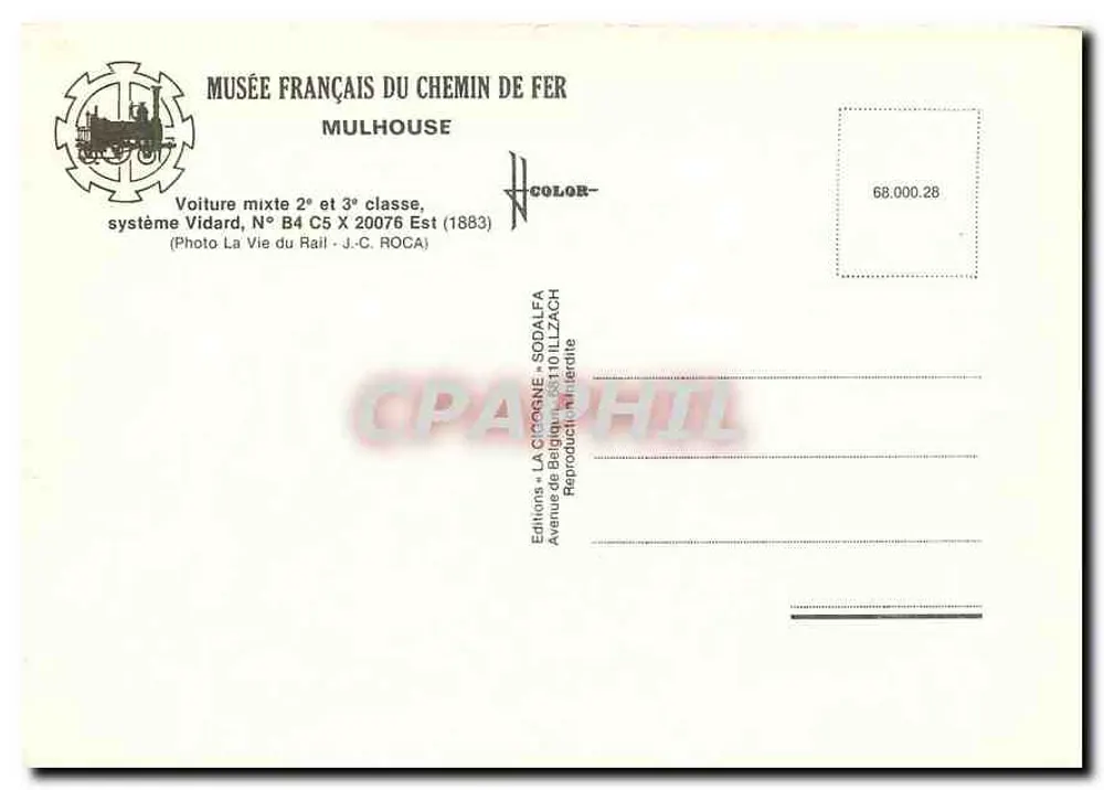 Veículo misto 2ª e 3ª classe — sistema Vidard, N° B4 C5 X 20076 Est (1883) — Éditions La Cigogne - Verso