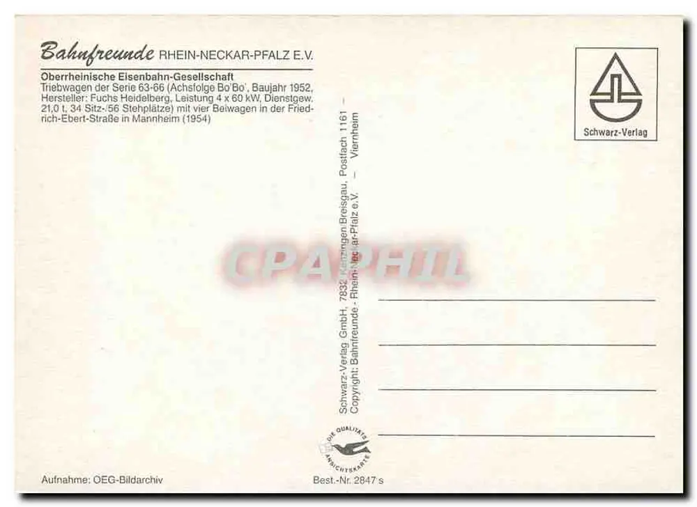 Tramway de Mannheim — Oberreinische Eisenbahn-Gesellschaft — Schwarz-Verlag - Verso