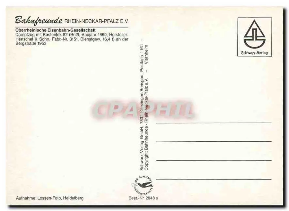 Train à vapeur — Oberrheinische Eisenbahn-Gesellschaft — Schwarz-Verlag - Verso
