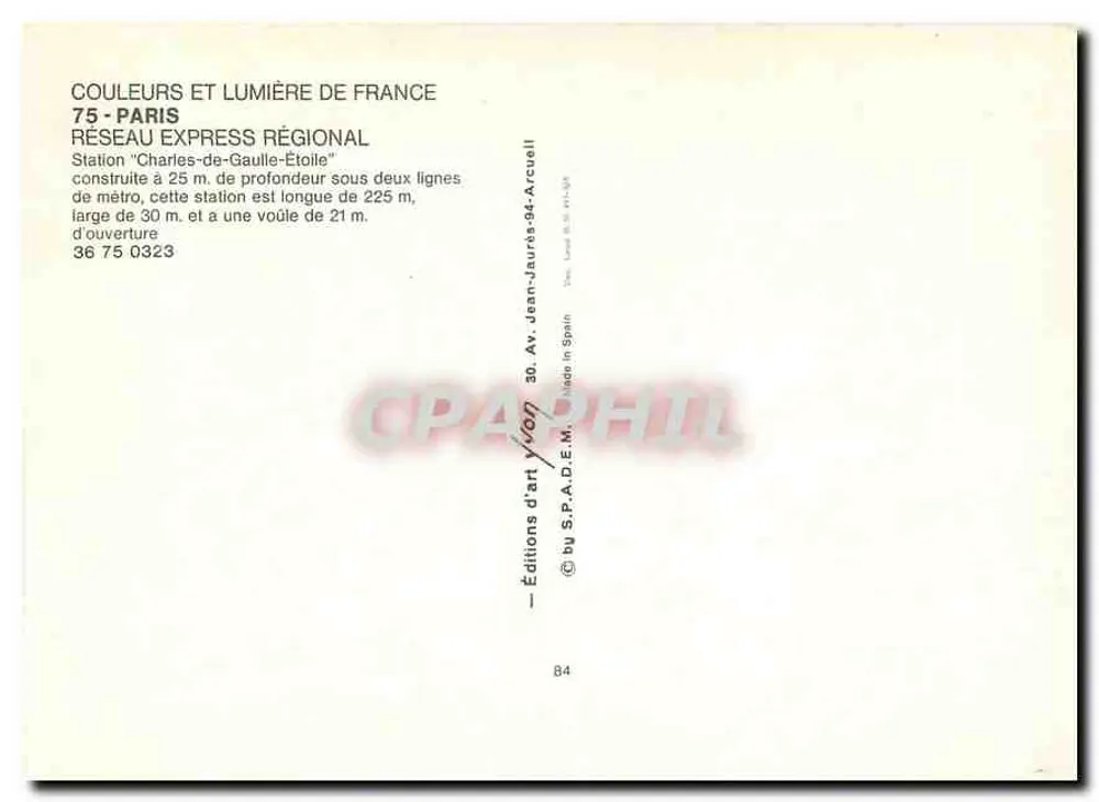 Bahnhof Charles-de-Gaulle-Étoile — Paris — Yvon Kunstausgaben - Rückseite